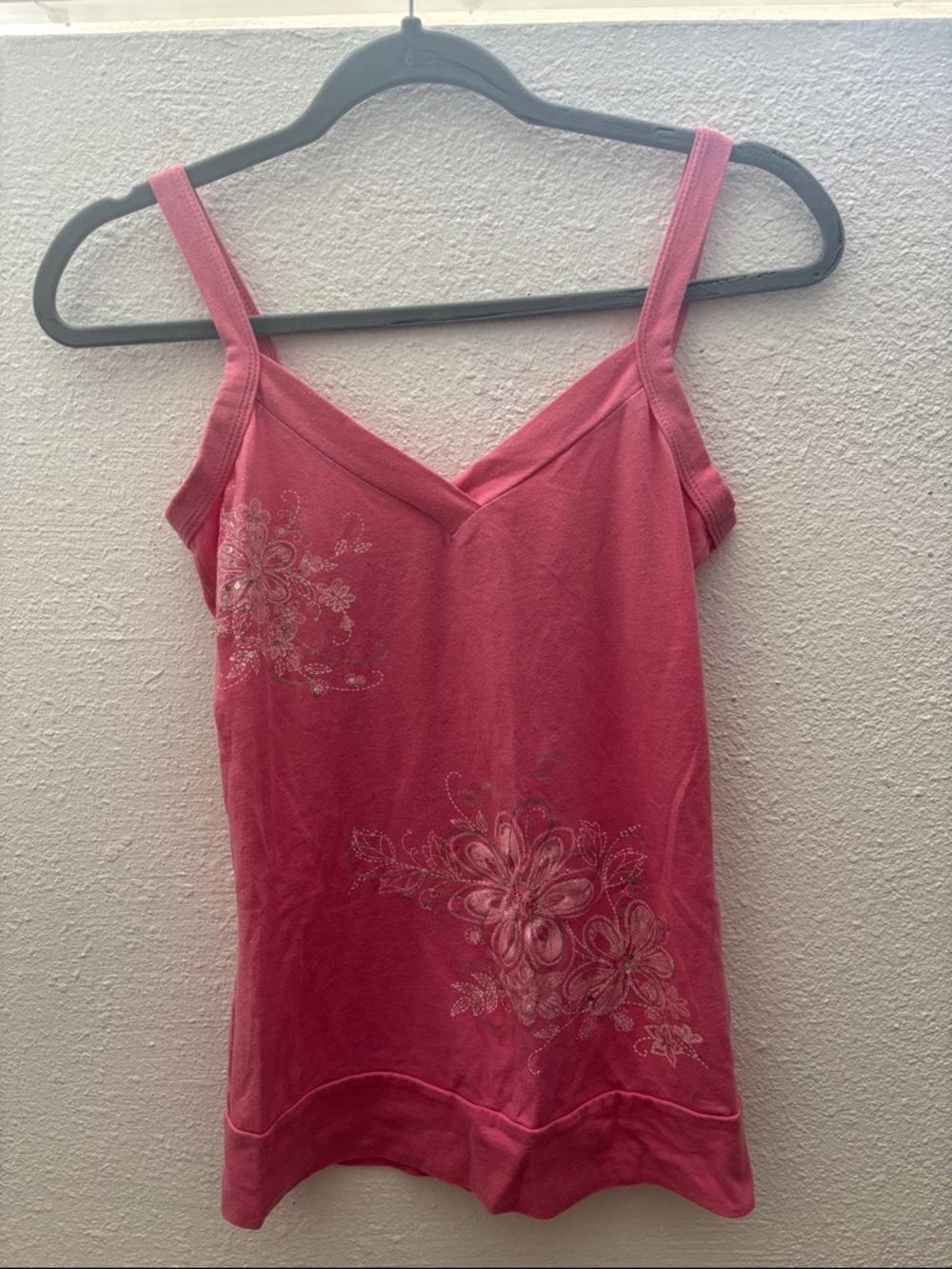 Women's Pink Floral Embellished Camisole Tank Top
